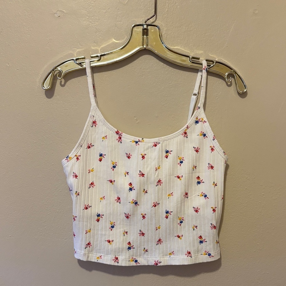 Old Navy White Camisole with Colorful Floral Pattern
